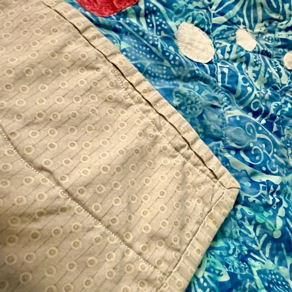 Handmade Quilt Baby Crib Blanket Appliqué Fish Whale Sea Nursery Wall hanging